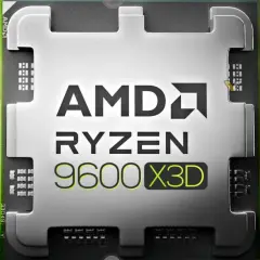 AMD Ryzen 9600X3D CPU with AMD logo.