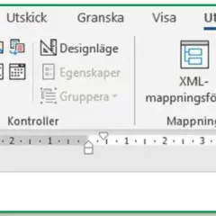 En bock i en cirkel, en del av en checklista i Word, under fliken "Utvecklare".