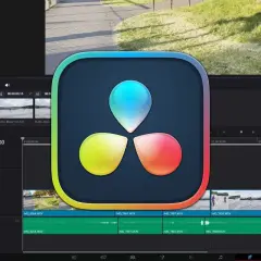 DaVinci Resolve-logotypen överlagrar ett videoredigeringsprogram. Ett utmärkt gratis redigeringsprogram för dina projekt!