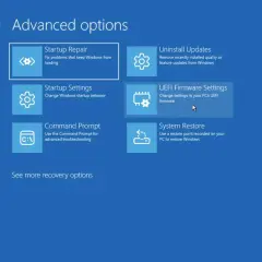 Avancerade alternativ för felsökning, inklusive UEFI Firmware Settings för att ändra inställningar i din UEFI BIOS.