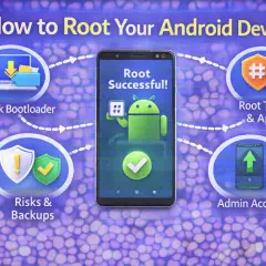 Steg för att roota Android: låsa upp bootloader, risker, säkerhetskopior, verktyg och adminåtkomst.