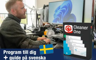 Man rensar datorn med programmet Cleaner One. Svensk guide medföljer.