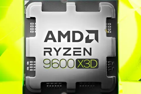 AMD Ryzen 9600X3D CPU with AMD logo.