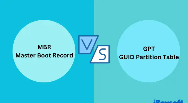 Jämförelse mellan MBR (Master Boot Record) och GPT (GUID Partition Table) för lagringsenheter.