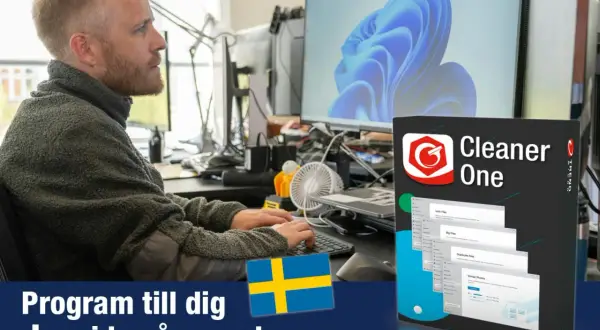 Man rensar datorn med programmet Cleaner One. Svensk guide medföljer.