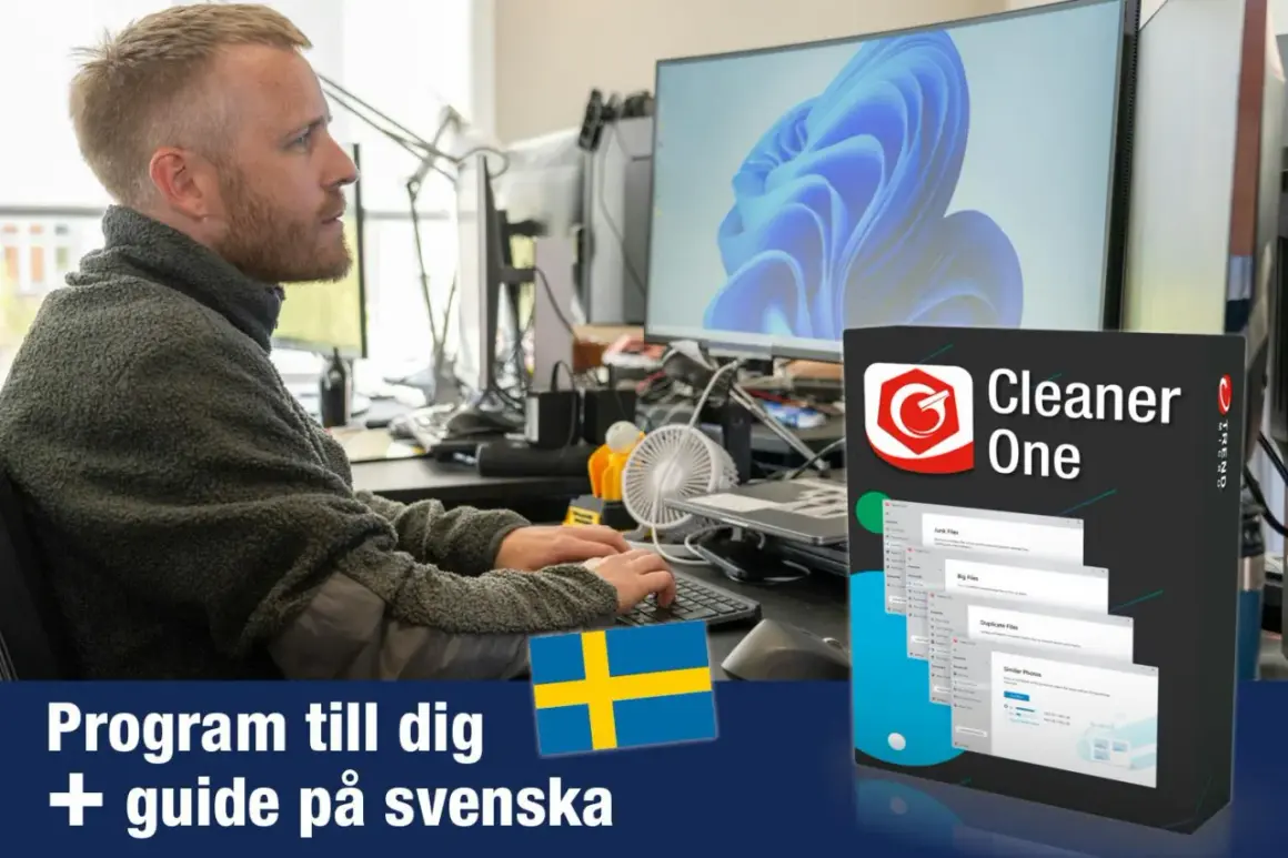 Man rensar datorn med programmet Cleaner One. Svensk guide medföljer.