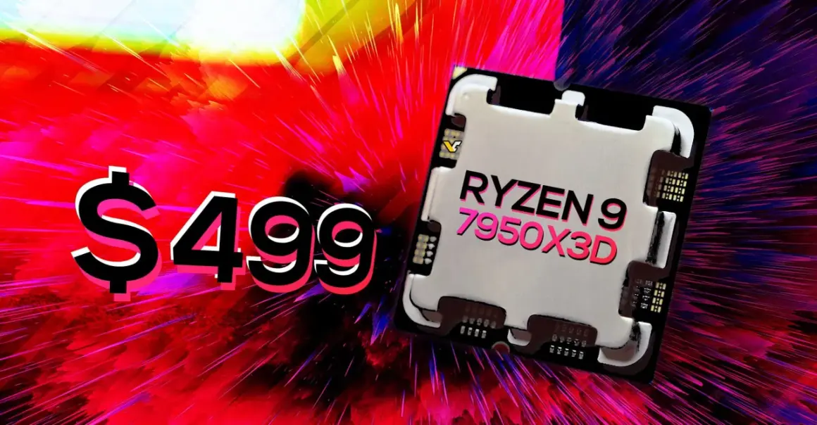 AMD Ryzen 9 7950X3D-processor för 499 dollar. En kraftfull CPU för spel och arbete.