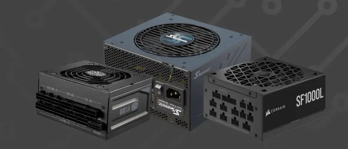 Tre datorkraftaggregat: Cooler Master V1300, Seasonic och Corsair SF1000L. Dessa är redo för framtidens ATX 3.0-standard.